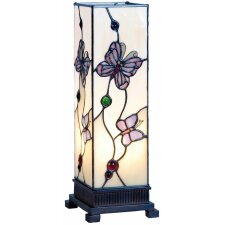 Lampe de table petit verre avec papillons 12,5x35 cm