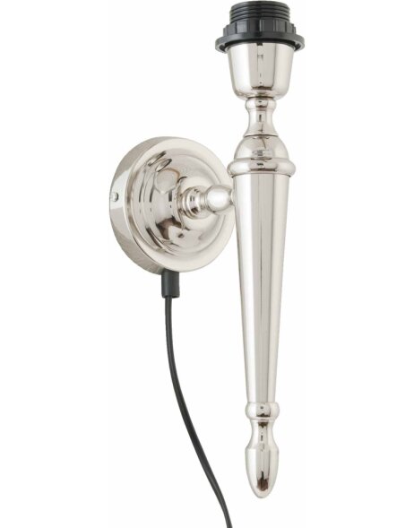 chrome-colored pretty wall lamp in the form of torch
