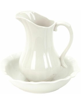 Clayre & Eef lavabo blanc céramique ronde Ø 13x21 cm pichet deau avec bol