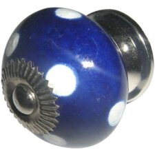 Doorknob Ø spotted 4cm blue white