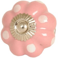 Doorknob Ø 4 cm old pink white dots
