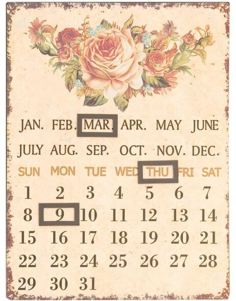 nostalgische kalender rozen 25x33 cm