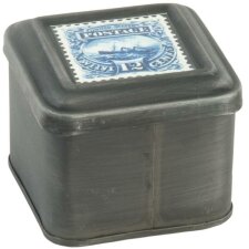 Boîte métal nostalgique timbre 5x5x7 cm