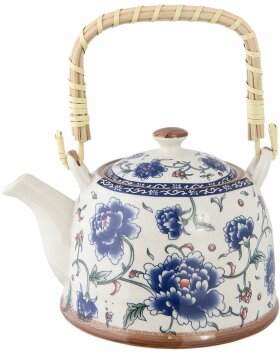 Teapot Ø 14x14 cm ceramic flower blue