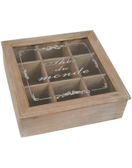 Caja de madera con tapa de cristal 24x24x8 cm