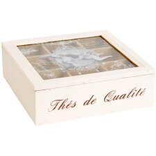 Drewniane pudełko na herbatę 24x24x8 cm Thés de Qualité