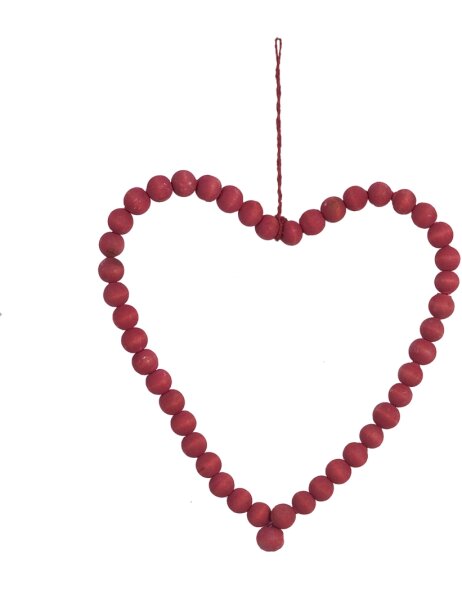 Heart of wooden beads 26x34 cm red