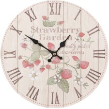 Uhr Ø 29 cm Wanduhr Strawberry Garden