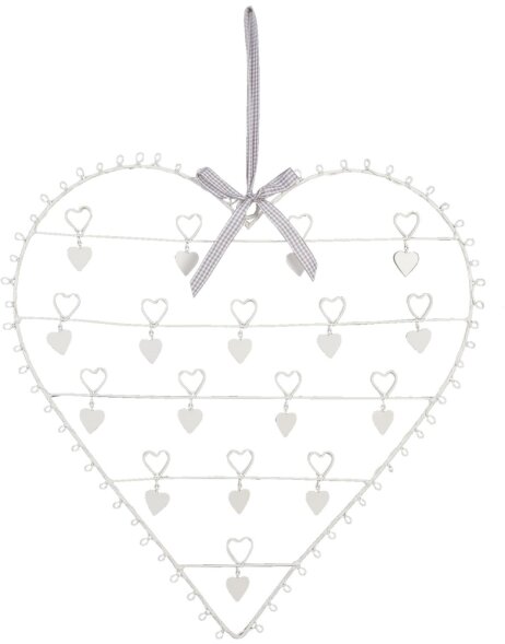 Card holder heart with ribbons 48x50 cm white