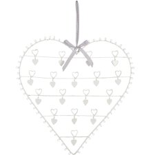 Card holder heart with ribbons 48x50 cm white
