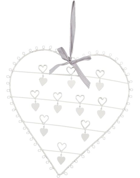 Card holder heart with ribbons 38x40 cm white