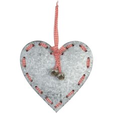 Metal heart for hanging 16x16 cm silver