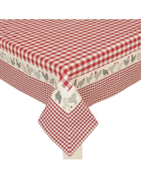 Nappe 150x250 cm Chicken all over rouge