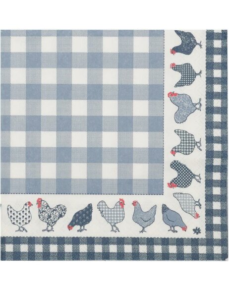 Paper napkins 33x33 Chicken all over blue 20