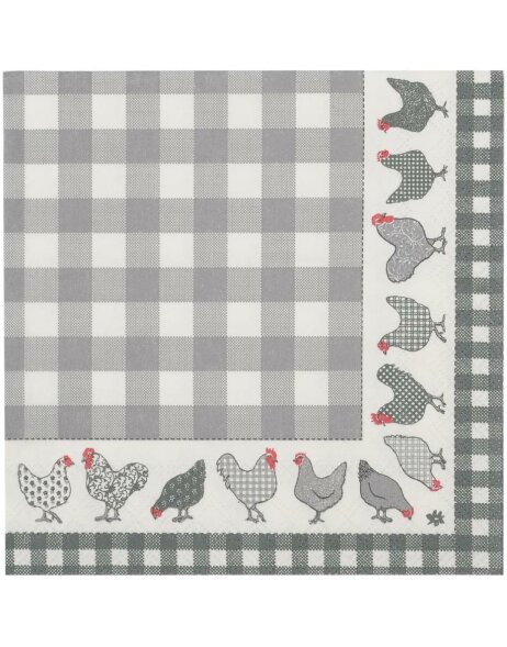 Paper napkins 33x33 Chicken all over gray 20 pieces