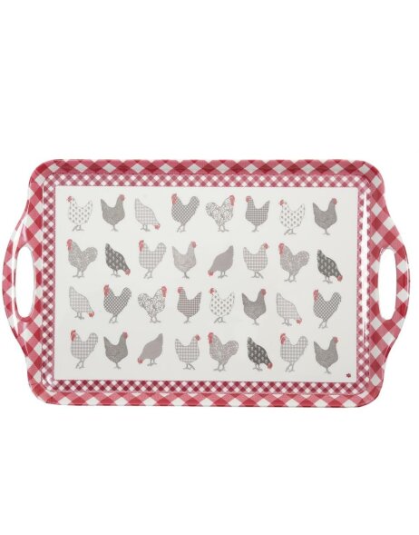 Tray 48x30 cm Chicken all over red
