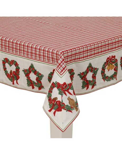 Tablecloth 100x100 cm Christmas Wreath Red
