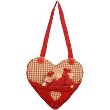 Cœur décoratif avec poupée 15 cm rouge