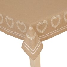 Tablecloth 100x100 cm Floral Heart beige