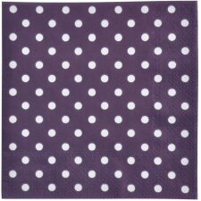 Paper napkins Just Dots aubergine 33x33 cm