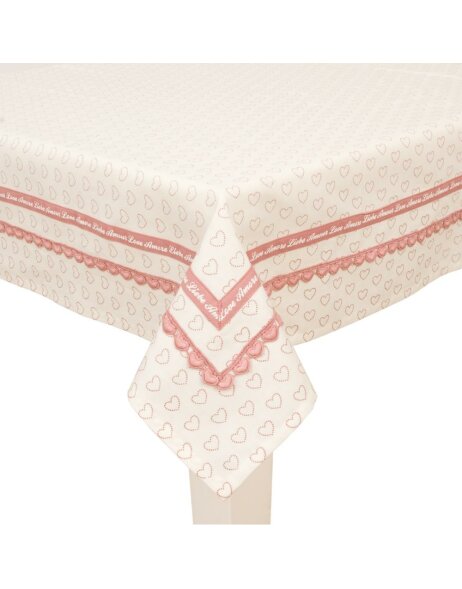 Tablecloth LOVELY HEART 100 x 100 cm pink
