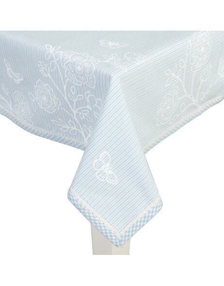 130x180 tablecloth Stripes and Butterflies blue