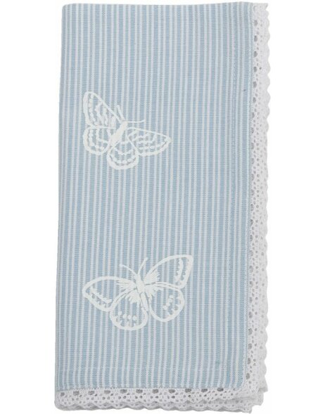 Serviettes en tissu Stripes and Butterflies bleu 40x40 cm