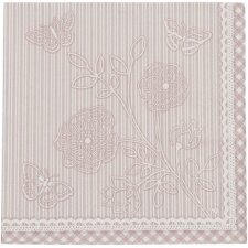 20 tovaglioli di carta 33x33 rosa a righe e farfalle