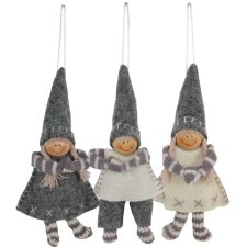 Doll set for hanging dark gray 10 cm