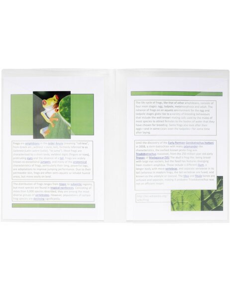 Presentation folder with double inner pocket made from PP 400?, for A4 Crystal