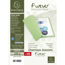Pack of 100 file folders made from recycled cardboard 250g Foldyne Forever, for A4 Light blue