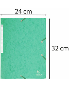 Carpeta de gran capacidad con banda elástica y 3 solapas de cartón Manila 425g Nature Future, para tamaño DIN A4 Verde