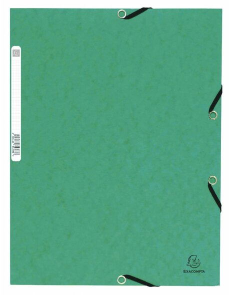 Binder with elastic and three flaps from Manila cardboard 355g, for A4 Green