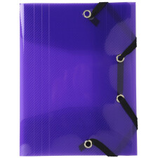 Binder with 3 flaps and elastic PP Crystal Color, 12x16cm assorted colors