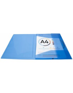 Binder with 3 flaps and elastic PP 500? opaque Krea Cover, for A4 Transparent blue