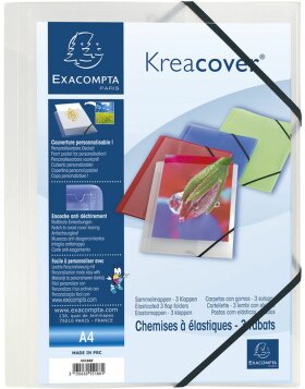 Binder with 3 flaps and elastic PP 500? opaque Krea Cover...