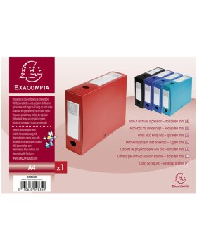 EXACOMPTA Boîte darchives avec bouton-pression PP 700µ dos 80 mm opaque DIN A4 rouge