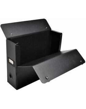 Caja de archivo de PP 2mm con agujero de agarre lomo 90mm Exactive Exabox max, DIN A4 Negro