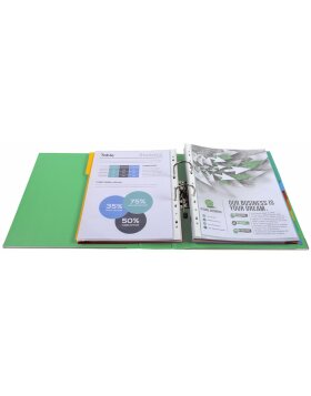 PREMTOUCH folder made of PP with two rings, back 80mm, A4 overwidth Green