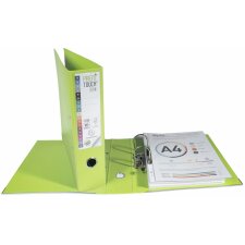 PREMTOUCH folder made of PP with two rings, back 80mm, A4 overwidth citrus green