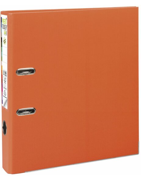 PREMTOUCH folder made of PP with two rings, back 50mm, A4 overwidth Orange