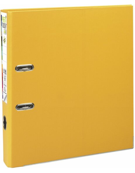 PREMTOUCH folder made of PP with two rings, back 50mm, A4 extra wide yellow