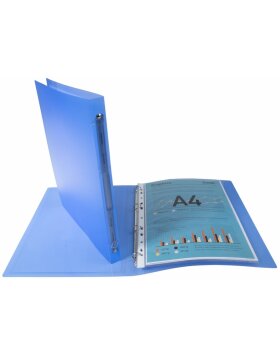 Ring Binder PP 500? with 4 rings and 15mm back 20mm, Chromaline Krea Cover, for A4 Transparent blue