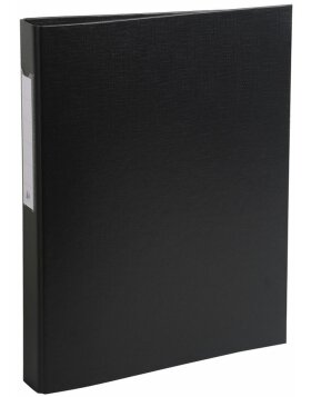 Ring binder of solid cardboard 1.8mm PP laminated two rings secured around 25mm on the rear cover, back 30mm, for A4 Black