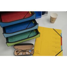 Order portfolio from Manila cardboard 400g stitched with 7 compartments and elastic band for size DIN A4 color sorted