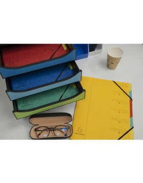 Order portfolio from Manila cardboard 400g stitched with 7 compartments and elastic band, for A4 Blue