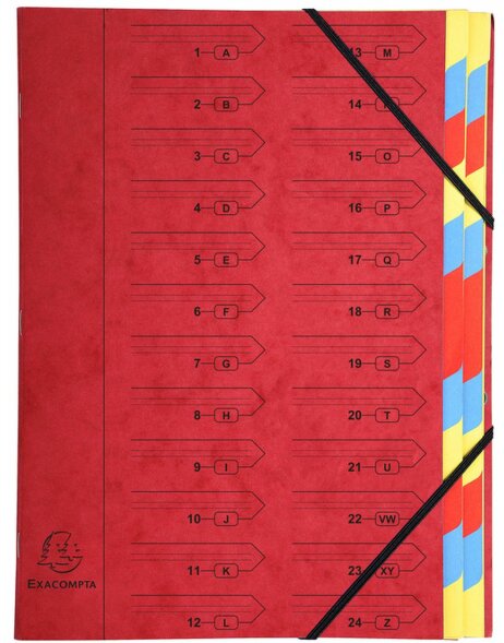 Carpeta organizadora 24 piezas A4 roja