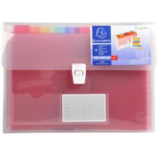 Subjects folder with handle and 13 colored compartments Crystal, for A4 Transparent white