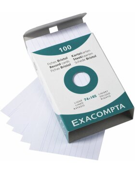Pack of 100 index cards without holes, A7 74x105mm, 205g, lined White