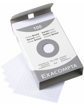 Pack non-perforated with 100 pieces index cards A7 74x105mm, 205g, checkered White